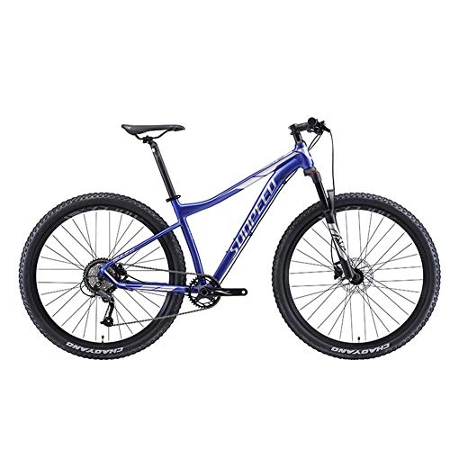 Mountain Bike : GONGFF 9-Speed Mountain Bikes, Adult Big Wheels Hardtail Mountain Bike, Aluminum Frame Front Suspension Bicycle, Mountain Trail Bike, Blue