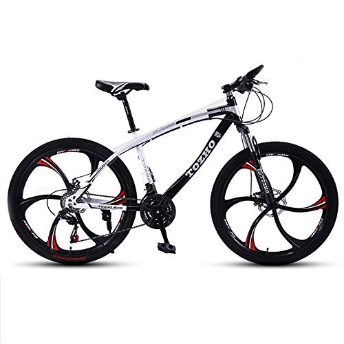 Mountain Bike : GQFGYYL-QD Mountain Bike with Adjustable Seat and Shock Absorption, Double Disc Brake Mountain Bicycle 26 Inches Wheels 21 Speed, for Adults Outdoor Riding, 4