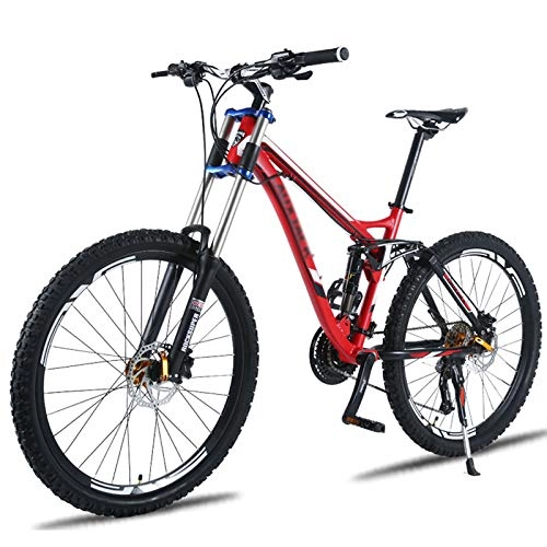 Mountain Bike : GQFGYYL-QD Mountain Bike with Adjustable Seat and Shock Absorption, Oil Dish Brakes Mountain Bicycle 26 Inches Wheels 27 Speed, for Adults Outdoor Riding, Red