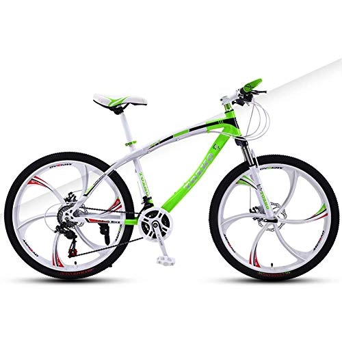 Mountain Bike : GQQ Mountain Bike, 24 inch Child Mountain Bike 27 Speed Double Disc Brake Bicycle Front Suspension High Carbon Steel MTB, Green