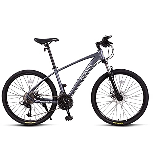 Mountain Bike : GREAT 26-Inch Mountain Bike, 27 Speed Outdoor Sports Bicycle Double Disc Brake Aluminum Alloy Full Suspension Commuter Bike For Adult Teen Students(Color:Gray)