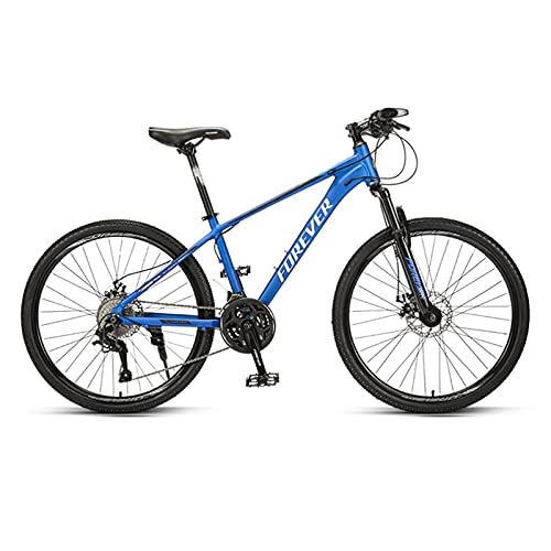 Mountain Bike : GREAT 26" Mountain Bike, 27 Speed Outdoor Sports Bicycle Double Disc Brake Aluminum Alloy Full Suspension Commuter Bike （Adjustable Saddle Height）(Color:Blue)