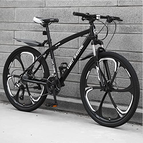 Mountain Bike : GREAT Adult Mountain Bike, 26 Inch Wheels Bicycle Carbon Steel 21 / 24 / 27 Speed Road Bikes Full Suspension Mountain Bike Youth Bicycle(Size:24 speed, Color:Black)