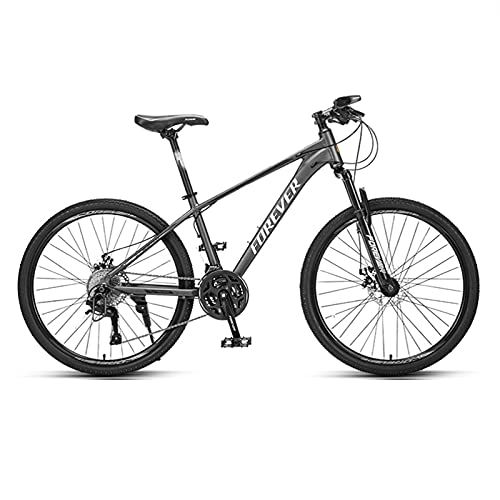 Mountain Bike : GREAT Men And Women Mountain Bike, 26-Inch 27 Speed Student Bicycle Outdoor Sports Double Disc Brake Aluminum Allo Frame Commuter Bike(Color:Gray)