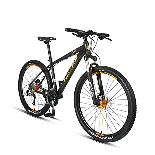 Mountain Bike : GREAT Mountain Bikes 27.5 Inches Muti Spoke Wheels 27 Speed Dual Disc Brake Bicycle Aluminum Alloy Frame Road Bike Lockable Suspension Fork(Color:Yellow)