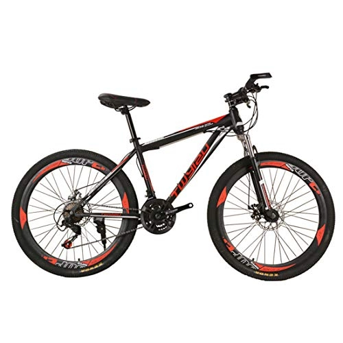 Mountain Bike : GRXXX Mountain Bike Shock Absorption Aluminum Alloy Student Bicycle Adult 26 inch 24 Speed, Orange-26 inches