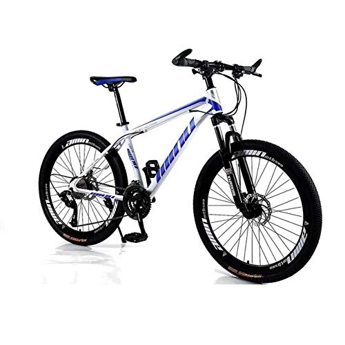 Mountain Bike : GUIO Aluminum Full Mountain Bike, Mens and Womens Professional 21 Speed Gears 26in Bicycle, White blue, 49cm(170cm-175cm)