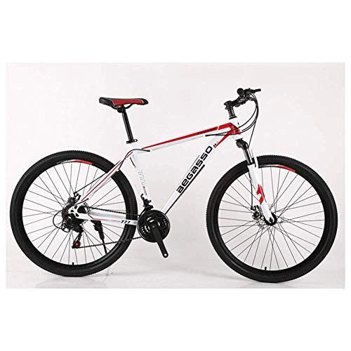 Mountain Bike : GUOCAO Outdoor sports Mountain Bike 2130 Speeds Mens HardTail Mountain Bike 26" Tire And 17 Inch Frame Fork Suspension with Bicycle Dual Disc Brake Outdoor (Color : White, Size : 30 Speed)
