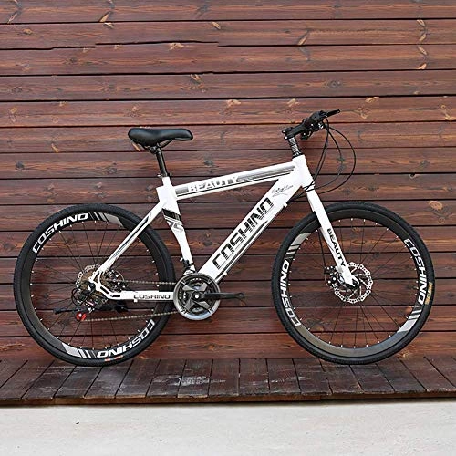 Mountain Bike : GuoEY 26 Inch Full Suspension 21 Speed Bike Sports Bicycle Downhill Mountain Bike / Carbon Mtb Suspension, Variable Speed Road Racing Male And Female Students Off-Road, White2, 24