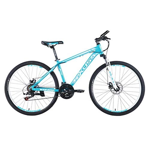 Mountain Bike : GXQZCL-1 26inch Mountain Bike, Aluminium Alloy Frame Bicycles, Double Disc Brake and Front Suspension, 21 Speed MTB Bike (Color : Sky blue)