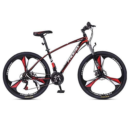 Mountain Bike : GXQZCL-1 Mountain Bike, 26inch Mag Wheel, Carbon Steel Frame Bicycles, 24 Speed, Double Disc Brake and Front Suspension MTB Bike (Color : Black+Red)