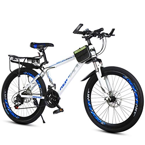 Mountain Bike : GXQZCL-1 Mountain Bike, 26inch Wheel Carbon Steel Frame Mountain Bicycles, Double Disc Brake and Front Fork MTB Bike (Color : White)