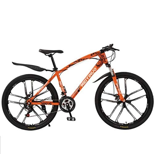 Mountain Bike : GXQZCL-1 Mountain Bike / Bicycles, 26" Ravine Bike, Dual Disc Brake Front Suspension, Carbon Steel Frame MTB Bike (Color : Orange, Size : 27 Speed)