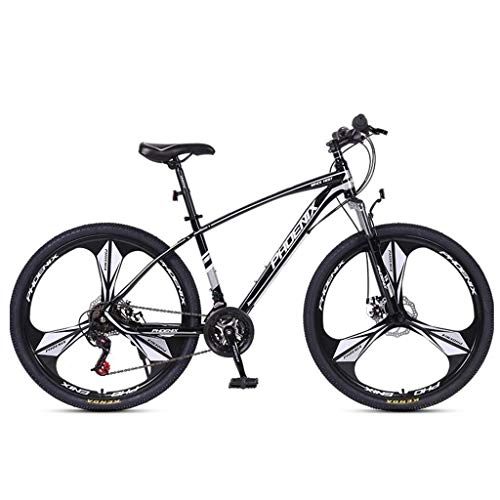 Mountain Bike : GXQZCL-1 Mountain Bike / Bicycles, Carbon Steel Frame, Dual Disc Brake and Front Suspension and, 26inch / 27inch Spoke Wheels, 24 Speed MTB Bike (Color : Black+Silver, Size : 26inch)
