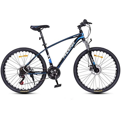 Mountain Bike : GXQZCL-1 Mountain Bike / Bicycles, Carbon Steel Frame, Front Suspension and Dual Disc Brake, 26inch / 27inch Wheels, 24 Speed MTB Bike (Color : Black+Blue, Size : 27.5inch)