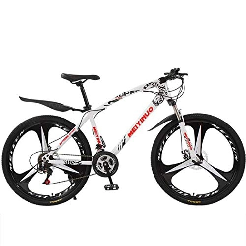 Mountain Bike : GXQZCL-1 Mountain Bike, Carbon Steel Frame Hardtail Bicycles, Dual Disc Brake and Front Suspension, 26" Mag Wheel MTB Bike (Color : White, Size : 21 Speed)