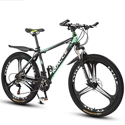 Mountain Bike : GXQZCL-1 Mountain Bikes, 26" Hardtail Bicycles with Dual Disc Brake and Front Suspension, 21 / 24 / 27 speeds, Carbon Steel Frame MTB Bike (Color : Green, Size : 24 Speed)
