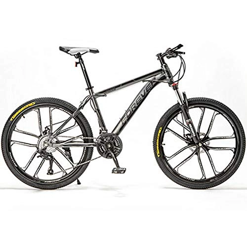 Mountain Bike : HAOYF 24 / 26 / 27.5 Inches Mountain Bikes for Adult, 21-30 Speed High Carbon Steel Outroad Bicycle, 10-Spoke Stylish Rims Dual Disc Brakes, Suspension Fork Road Bikes Cycling, Gray, 27.5 Inch 30 Speed