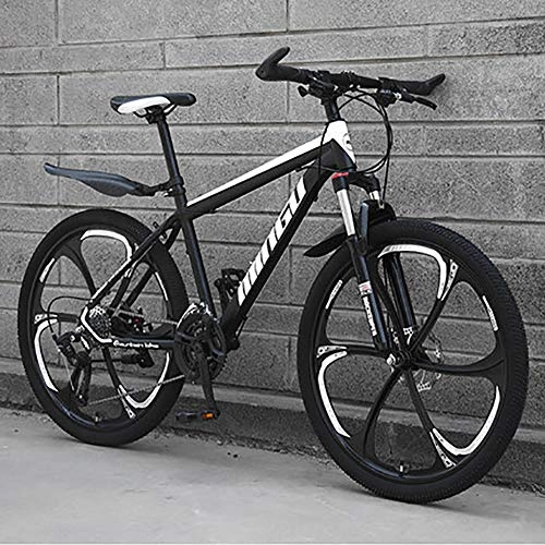 Mountain Bike : HAOYF 24 / 26 Inch 21-30 Speed Mountain Bike Bicycle for Adult Teens Outdoor Riding, 6 Spoke All Terrain Outroad Mountain Bike, Carbon Steel Suspension Fork Bicycles, Black, 24 Inch 24 Speed
