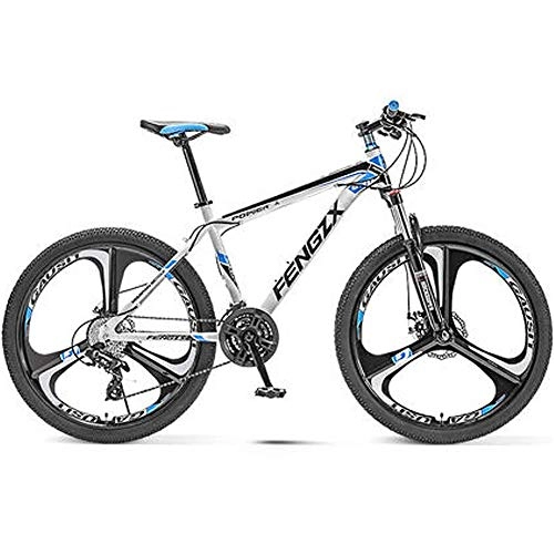Mountain Bike : HAOYF 24 / 26 Inch Mountain Bike for Womens / Mens, 21 / 24 / 27 / 30 Speed Double Disc Brake Cruiser Bicycle, Lightweight High-Carbon Steel Frame, Aluminum Alloy Wheels, White, 26 Inch 30 Speed
