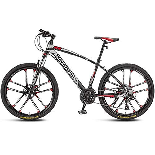 Mountain Bike : HAOYF 27.5 Inch Outroad Mountain Bike for Adults, Outdoor Riding Bicycle 21-30 Speed 10 Spoke Rims Double Disc Brakes Suspension Fork All Terrain MTB, Red, 27.5 Inch 21 Speed