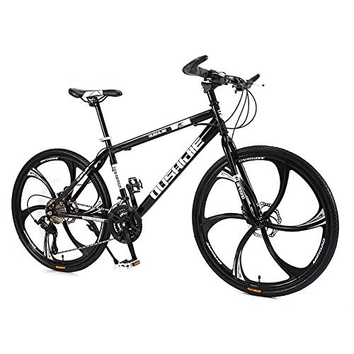 Mountain Bike : HAOYF Adult Mountain Bike, 24 Inch Wheels, Mountain Trail Bicycle High Carbon Steel Outroad Bicycles, 21 / 24 / 27 / 30 Speed Bicycle Full Suspension MTB Dual Disc Brakes, Black, 30 Speed