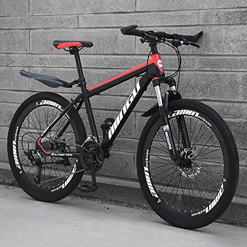 Mountain Bike : HAOYF Mountain Bike 24 / 26 Inch, 21-30 Speeds Options, High Carbon Steel Frame, Dual Disc Brakes Road Bikes with Suspension Fork, Multiple Colors, Red, 26 Inch 30 Speed