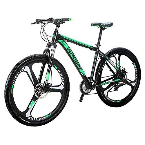 Mountain Bike : Hardtail Mountain Bikes, 29-Inch Wheels, Lightweight 21 speeds Mountain Bikes Bicycles Strong Aluminum alloy Frame with Disc brake X9 Bike (Green-K)