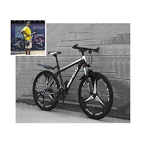Mountain Bike : Hardtail Mountain Bikes Bike, Mens Women Carbon Steel Bicycle, Mountain Bicycle with Front Suspension Adjustable Seat, with Spoke Wheel and Dual Disc Brake, for AdultsBlack 3-27 Speed