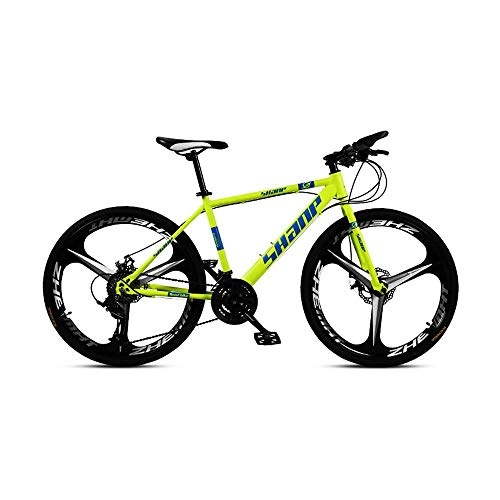 Mountain Bike : Hardworking person-ZHL Bike, Hardtail Mountain Bikes, Dual Disc Brake Bicycle, Sports Leisure Synthetic Material, Adjustable Seat and Handlebar, 21 / 24 / 27 / 30 Speed, Safe and SturdyYellow-24 Speed