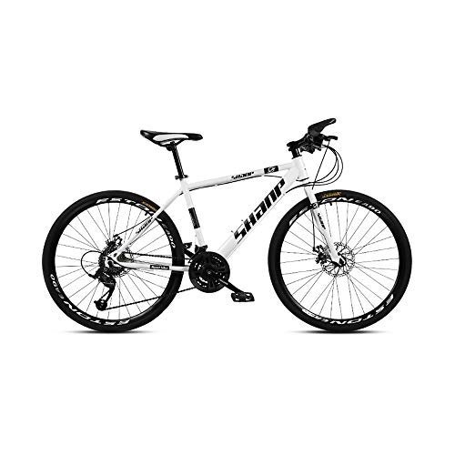 Mountain Bike : Hardworking person-ZHL Mountain Bikes, Variable Speed Bike, Lightweight Aluminum Full Suspension Frame, Shock Dual Disc Brakes Student Bicycle, 24 / 26 Inch, for AdultsWhite-30 Speed