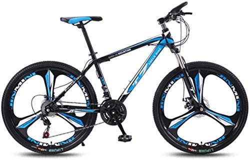Mountain Bike : HCMNME Mountain Bikes, 24 inch bicycle mountain bike adult variable speed light bicycle tri-cutter Alloy frame with Disc Brakes (Color : Black blue, Size : 21 speed)