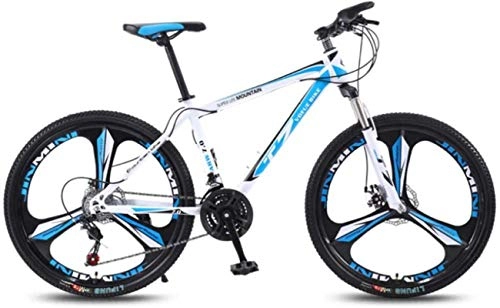 Mountain Bike : HCMNME Mountain Bikes, 24 inch bicycle mountain bike adult variable speed light bicycle tri-cutter Alloy frame with Disc Brakes (Color : White blue, Size : 24 speed)