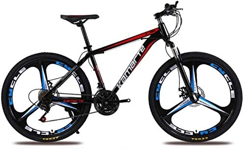 Mountain Bike : HCMNME Mountain Bikes, 24 inch mountain bike adult male and female variable speed bicycle three-cutter wheel Alloy frame with Disc Brakes (Color : Black red, Size : 24 speed)