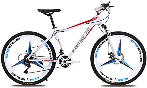 Mountain Bike : HCMNME Mountain Bikes, 24 inch mountain bike adult male and female variable speed bicycle three-cutter wheel Alloy frame with Disc Brakes (Color : White Red, Size : 27 speed)