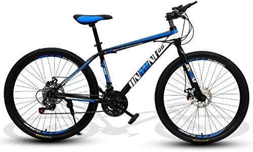 Mountain Bike : HCMNME Mountain Bikes, 24 inch mountain bike adult male and female variable speed travel bicycle spoke wheel Alloy frame with Disc Brakes (Color : Black blue, Size : 21 speed)