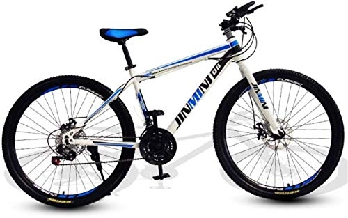 Mountain Bike : HCMNME Mountain Bikes, 24 inch mountain bike adult male and female variable speed travel bicycle spoke wheel Alloy frame with Disc Brakes (Color : White blue, Size : 24 speed)