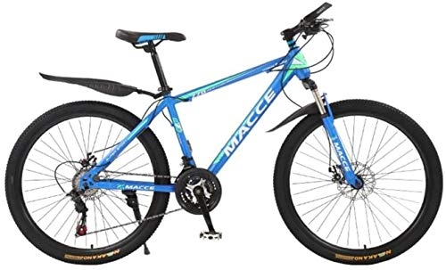 Mountain Bike : HCMNME Mountain Bikes, 24 inch mountain bike bicycle male and female adult variable speed spoke wheel shock absorbing bicycle Alloy frame with Disc Brakes (Color : Blue, Size : 27 speed)