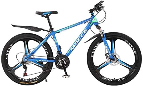 Mountain Bike : HCMNME Mountain Bikes, 24 inch mountain bike bicycle male and female adult variable speed three-wheeled shock-absorbing bicycle Alloy frame with Disc Brakes (Color : Blue, Size : 21 speed)