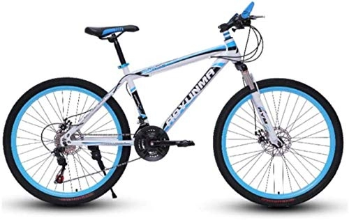 Mountain Bike : HCMNME Mountain Bikes, 24 inch mountain bike bicycle male and female lightweight dual disc brakes variable speed bicycle spoke wheel Alloy frame with Disc Brakes (Color : White blue, Size : 24 speed)