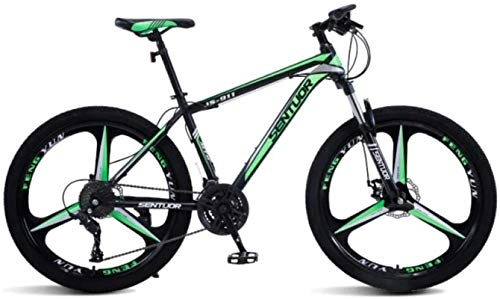 Mountain Bike : HCMNME Mountain Bikes, 24 inch mountain bike off-road variable speed racing light bicycle tri-cutter Alloy frame with Disc Brakes (Color : Dark green, Size : 27 speed)