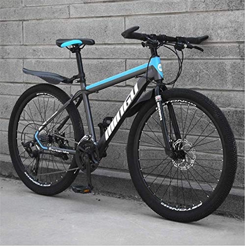 Mountain Bike : HCMNME Mountain Bikes, 24 inch mountain bike variable speed off-road shock-absorbing bicycle light road racing spoke wheel Alloy frame with Disc Brakes (Color : Black blue, Size : 21 speed)