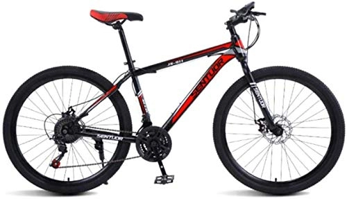 Mountain Bike : HCMNME Mountain Bikes, 24-inch spoke wheel for mountain bike, off-road variable speed racing light bicycle Alloy frame with Disc Brakes (Color : Black red, Size : 21 speed)