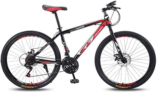Mountain Bike : HCMNME Mountain Bikes, 26 inch bicycle mountain bike adult variable speed light bicycle spoke wheel Alloy frame with Disc Brakes (Color : Black red, Size : 24 speed)