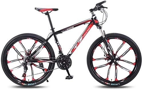 Mountain Bike : HCMNME Mountain Bikes, 26 inch bicycle mountain bike adult variable speed light bicycle ten cutter wheels Alloy frame with Disc Brakes (Color : Black red, Size : 27 speed)