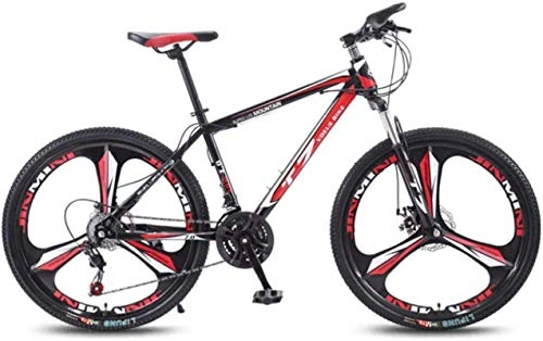 Mountain Bike : HCMNME Mountain Bikes, 26 inch bicycle mountain bike adult variable speed light bicycle tri-cutter Alloy frame with Disc Brakes (Color : Black red, Size : 24 speed)