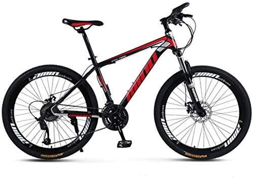 Mountain Bike : HCMNME Mountain Bikes, 26 inch male and female adult variable speed mountain bike racing spoke wheel bicycle Alloy frame with Disc Brakes (Color : Black red, Size : 27 speed)