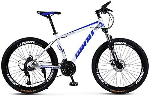 Mountain Bike : HCMNME Mountain Bikes, 26 inch male and female adult variable speed mountain bike racing spoke wheel bicycle Alloy frame with Disc Brakes (Color : White blue, Size : 21 speed)