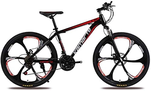 Mountain Bike : HCMNME Mountain Bikes, 26 inch mountain bike adult male and female variable speed bicycle six cutter wheels Alloy frame with Disc Brakes (Color : Black red, Size : 27 speed)