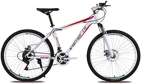 Mountain Bike : HCMNME Mountain Bikes, 26 inch mountain bike adult male and female variable speed bicycle spoke wheel Alloy frame with Disc Brakes (Color : White Red, Size : 24 speed)